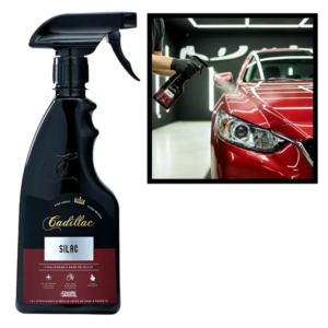 Finalizador automotivo Cadillac Silac, spray à base de sílica voltado para o cuidado da pintura.